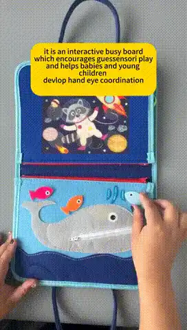 Kids playing with a Montessori activity board